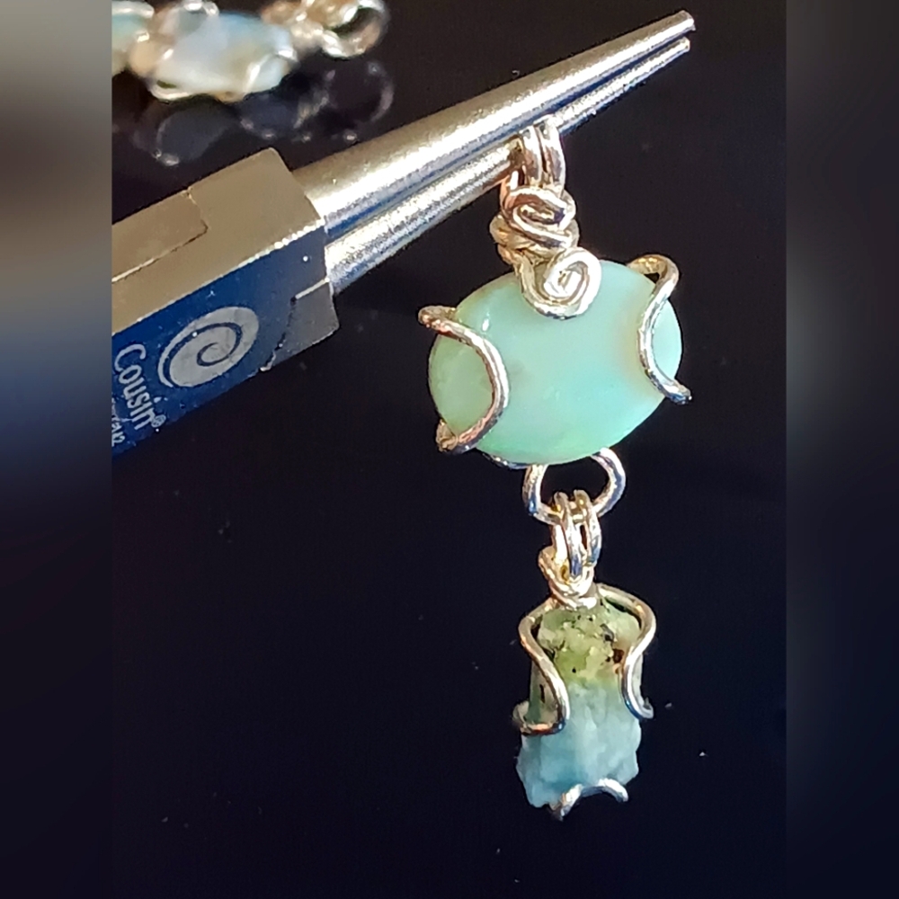 Australian Opal And Raw Aquamarine Pendant Sterling Silver - Picture 15 of 15